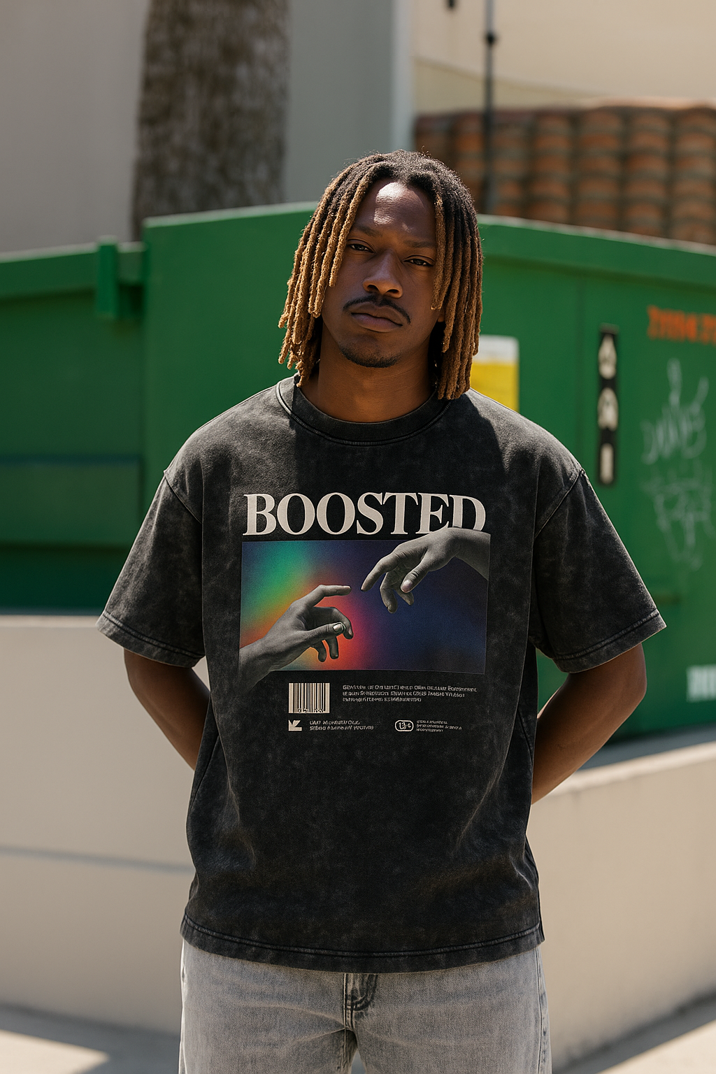 BOOSTED UNISEX ACID WASHED PREMIUM TEE