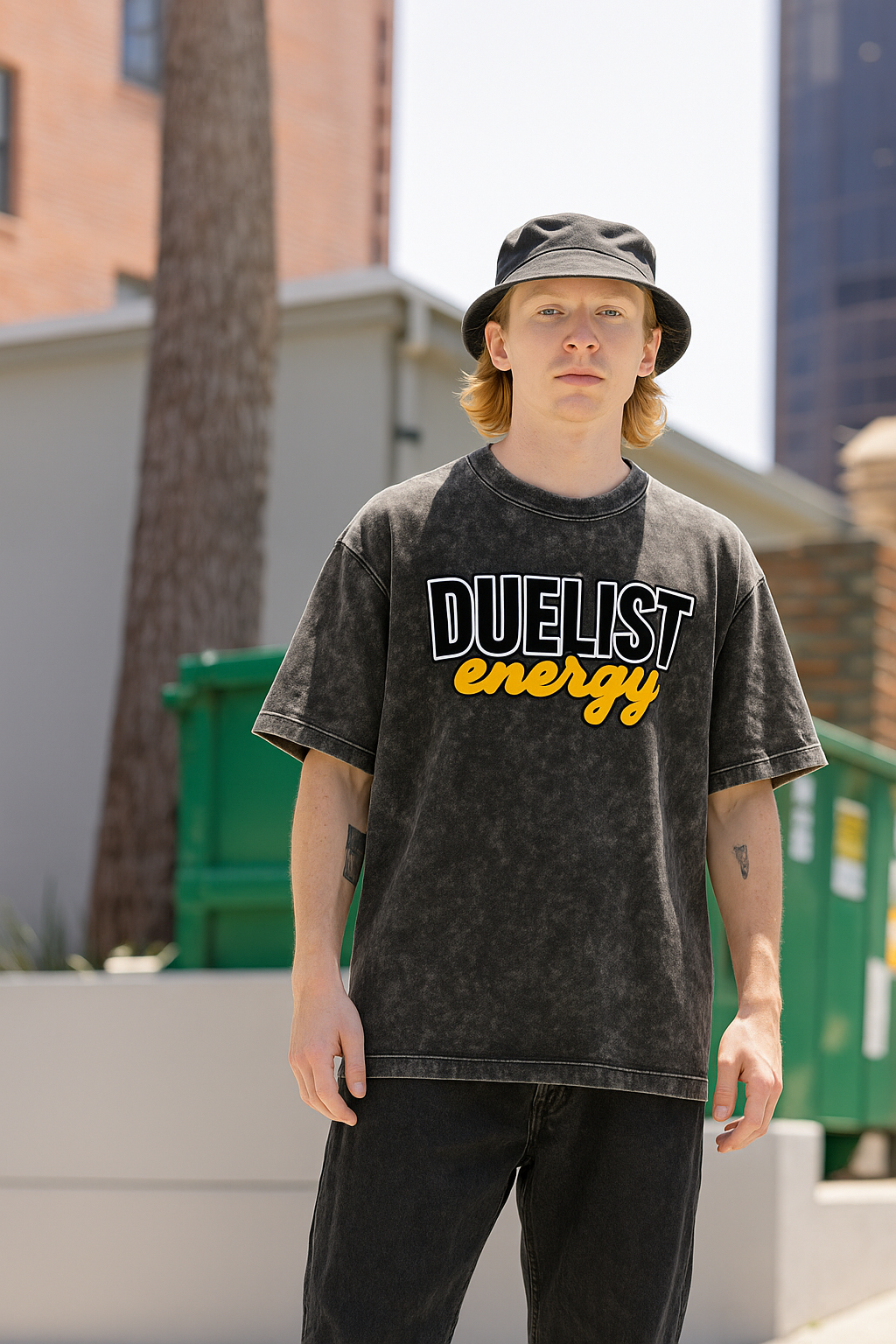 DUELIST ENERGY UNISEX ACID WASH OVERSIZED PREMIUM TEE