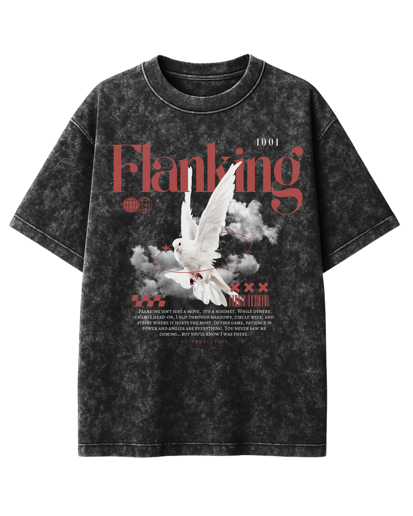 Flanking Unisex Acid Washed Oversized Premium Tee